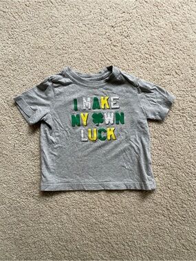'I Make My Own Luck' Graphic Crazy 8 Grey Tee with Green & Yellow 2T